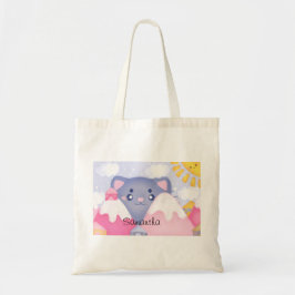 Whimsikkatze und Wintergebirge mit Niedlicher Sonn Tragetasche