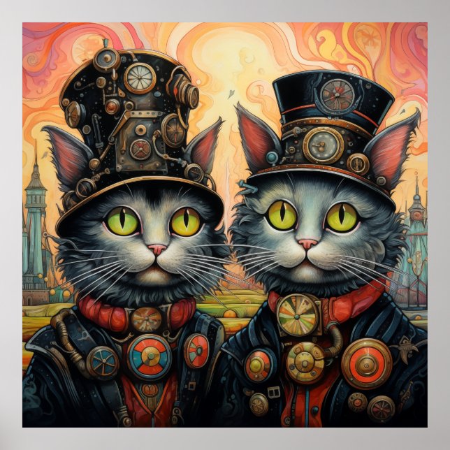 Whimsikkatzen Steampunk Poster (Vorne)