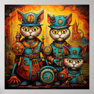 Whimsikkatzen Steampunk Poster