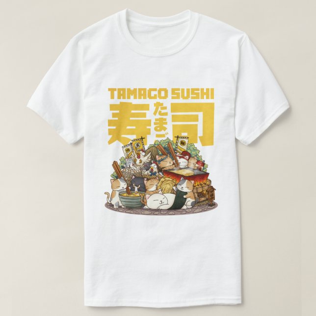 Whimsikkatzen Tamago Sushi Workshop T-Shirt (Design vorne)