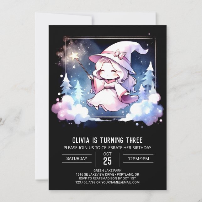 Whimsikkids Wizard Geburtstag Einladung (Vorderseite)
