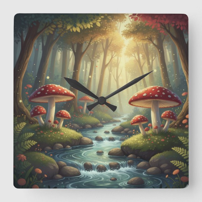 Whimsikräume und Bach Quadratische Wanduhr (Vorderseite)