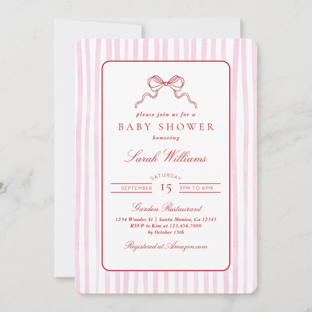 Whimsikrot und rosa Babydusche Mädchen Einladung (Vorderseite)