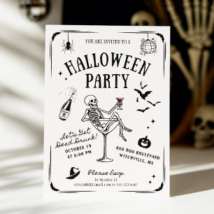 Whimsikskelett aus Martini-Glas, Halloween Einladung