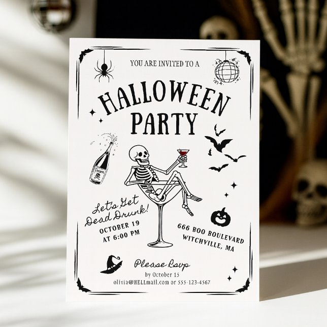 Whimsikskelett aus Martini-Glas, Halloween Einladung (Von Creator hochgeladen)