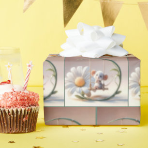 Whimsiksmaus auf einem dunklen Schwung Geschenkpapier