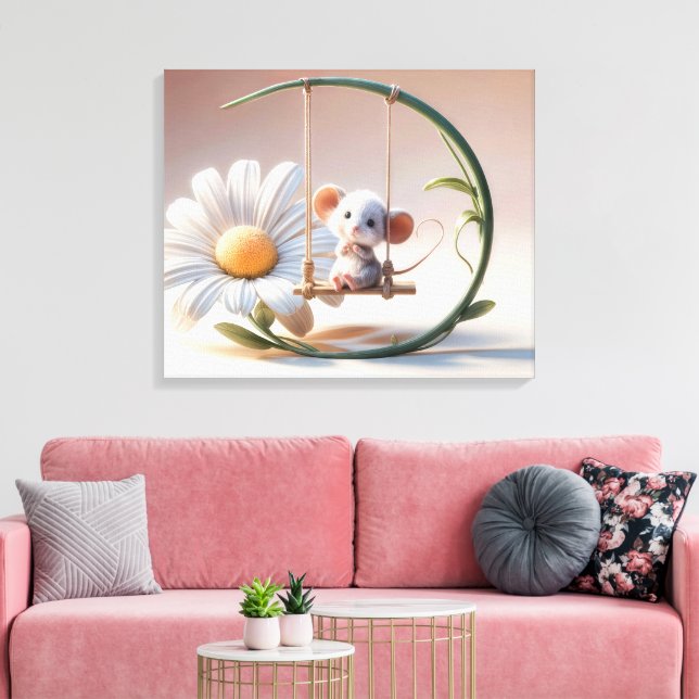 Whimsiksmaus auf einem dunklen Schwung Leinwanddruck (Insitu (Wohnzimmer))