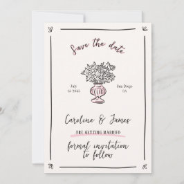 Whimsikum, handgezeichnete Blume Save the Date Einladung