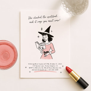 Whimsikum   Retro Spellbook Hexe Halloween-Party Einladung