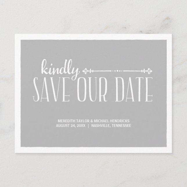 Whimsikum rustikal Save the Date Ankündigungspostkarte (Vorderseite)