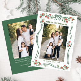 Whimsisage Green Christmas Bow Ribbon 2 Foto Feiertagskarte