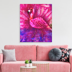 Whimsisch Abstrakt rosa Flamingo Tropical Leinwanddruck
