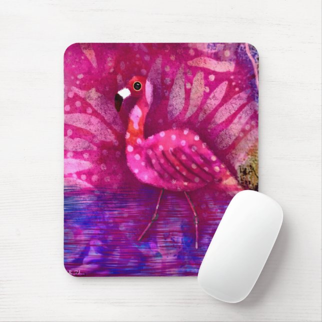 Whimsisch Abstrakt rosa Flamingo Tropical Mousepad (Mit Mouse)