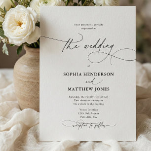 Whimsisch elegante QR-Code-Hochzeit Weiß Elfenbein Einladung