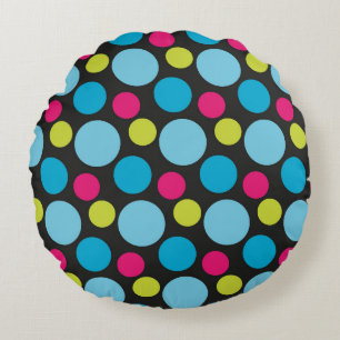 Whimsisch farbige Punkte Muster Blau Pink Moderne Rundes Kissen