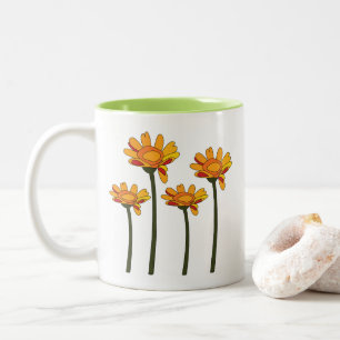 Whimsisch Orange Rote Blume Floral Zweifarbige Tasse