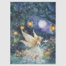 Whimsische Aquarell-Fee-Garten-Decoupage-Papier