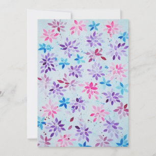 Whimsische Aquarell-Lila- und Rosa-Blumenmuster Einladung