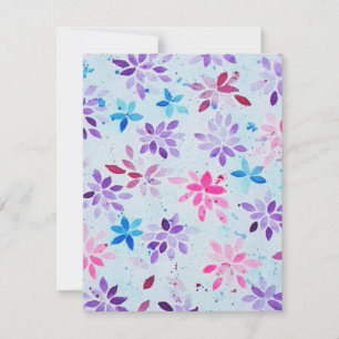 Whimsische Aquarell-Lila- und Rosa-Blumenmuster RSVP Karte