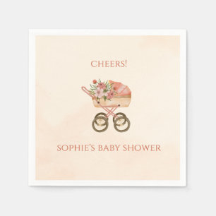 Whimsische Babytragetasche Blumen Baby Shower Serviette