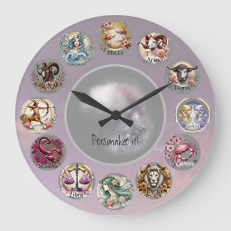 Whimsische Blume Sternzeichen Große Wanduhr