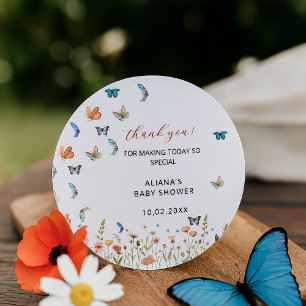 Whimsische Blumen-Schmetterling-Brautjungfernparty Runder Aufkleber