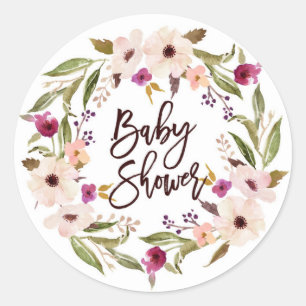 Whimsische bohemianische Blumenkranz-Baby-Party Runder Aufkleber