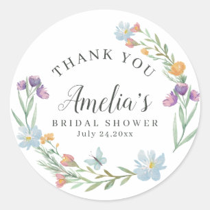 Whimsische Brautparty mit Wildblumen Runder Aufkleber