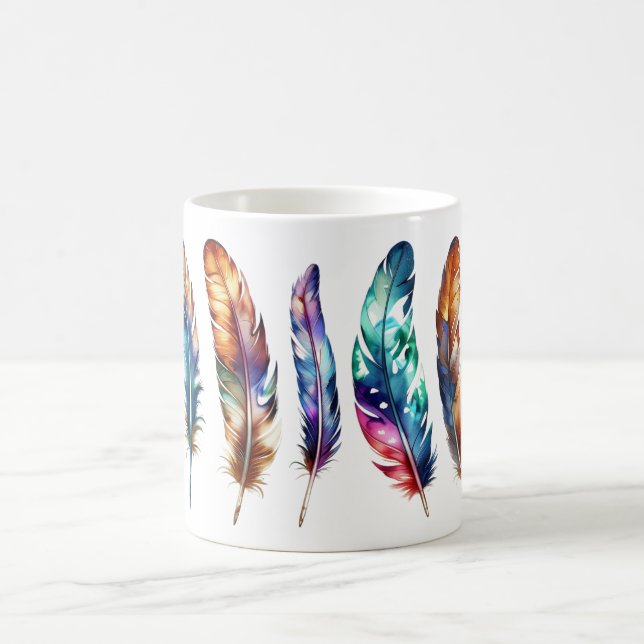 Whimsische bunte Federkunst - Boho-Grafik-Tasse Kaffeetasse (Mittel)