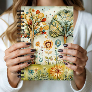 Whimsische Bunte Hippie Boho Bäume Notizblock