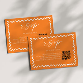 Whimsische Citrus Orange QR-Code-Hochzeit RSVP Karte