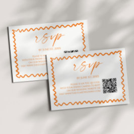 Whimsische Citrus Orange QR-Code-Hochzeit RSVP Karte