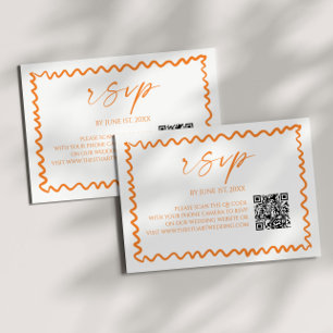Whimsische Citrus Orange QR-Code-Hochzeit RSVP Karte