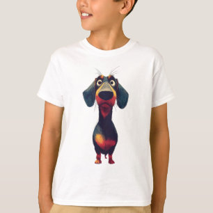 Whimsische Dackel-Zeichnung T-Shirt