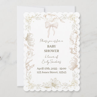 Whimsische Delfter Blumen Baby Shower Einladung