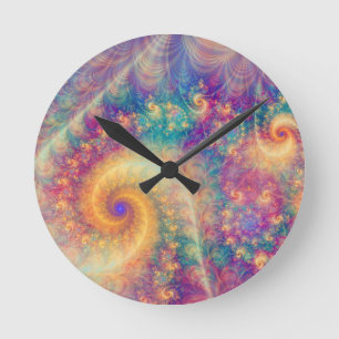 Whimsische Fantasy-Abstrakte Fraktal-Wirbel-Kunst Runde Wanduhr