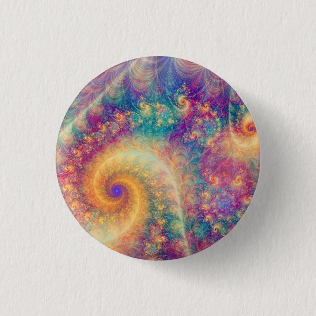Whimsische Fantasy-Abstrakte Fraktal-Wirbelkunst Button (Vorderseite)