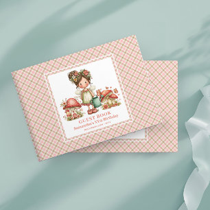 Whimsische Feen Rosa Blumen Pilz Gästebuch