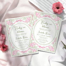 Whimsische florale Babyparty Rosa und Grün