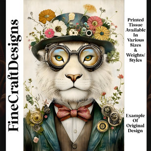 Whimsische Florale Boho-Steampunk-Löwe M1-Decoupag Seidenpapier
