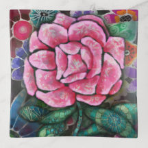 Whimsische Florale Pinke Rosen Art Nouveau Botanik