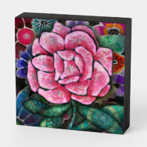 Whimsische florale rosa Rosen Art Nouveau Botanik