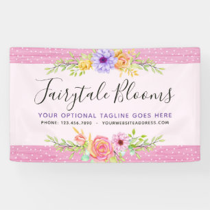 Whimsische Florale Rosen Rustikale Rosa Mädchenhaf Banner