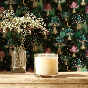 Whimsische Galaxie-Pilze auf Schwarz Tapete