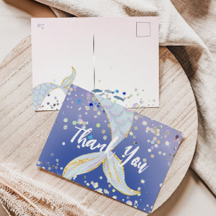 Whimsische Glitzer-Meerjungfrau Strand Unter dem M Postkarte