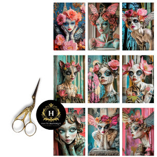 Whimsische gotische Pariser Gargouille-Decoupage  Seidenpapier