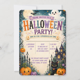 🎃 Whimsische gruselige Halloween-Party-Einladung  Einladung