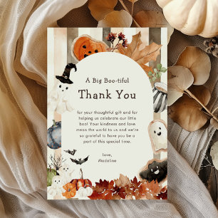 Whimsische Halloween-Geister-Kürbis-Baby-Party Dankeskarte