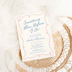Whimsische handgezeichnete blaue Babyparty zur Hoc Einladung