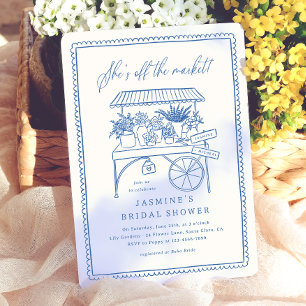Whimsische handgezeichnete Blumenmarkt-Brautparty Einladung